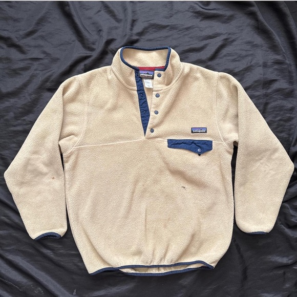 Patagonia Other - Patagonia Baggy Relaxed Fit Synchilla Beige Fleece Snap-T Fleece Pullover Jacket